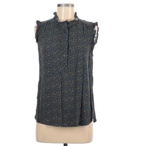 Ann Taylor Loft Outlet short-sleeve blouse size M, teal floral pattern